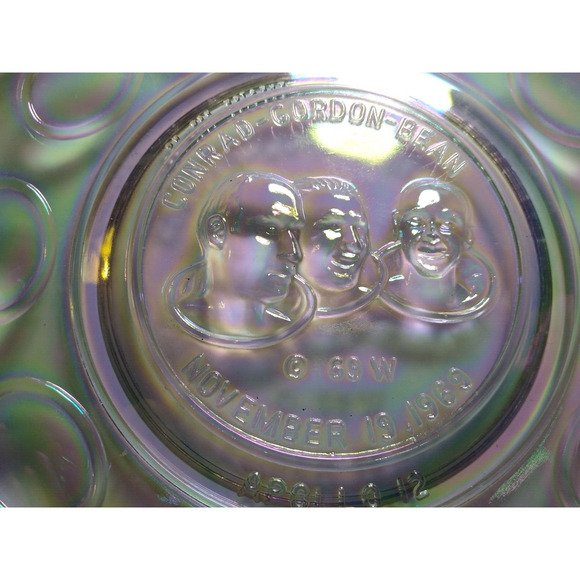 Carnival Glass Iridescent Apollo 12 Space Astronaut Plate Wheaton Glass NASA '69 - Picture 4 of 4